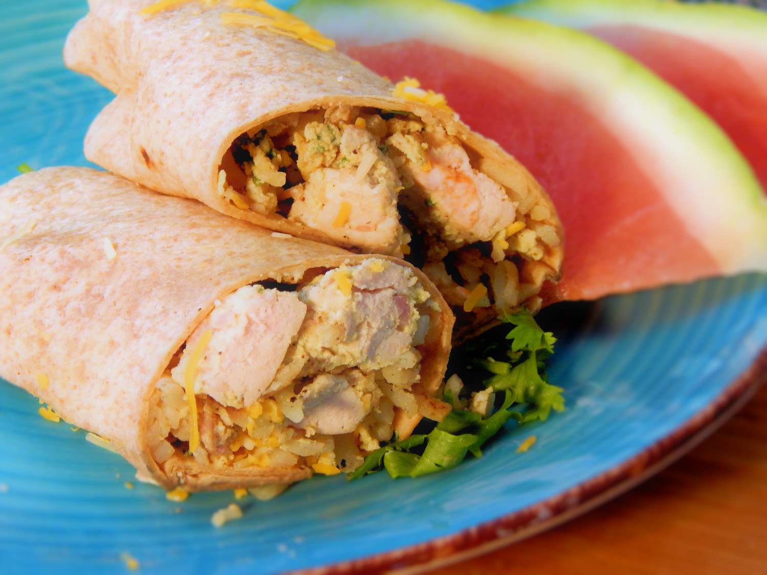 Egg, Cheese, and Turkey Breakfast Burritos background
