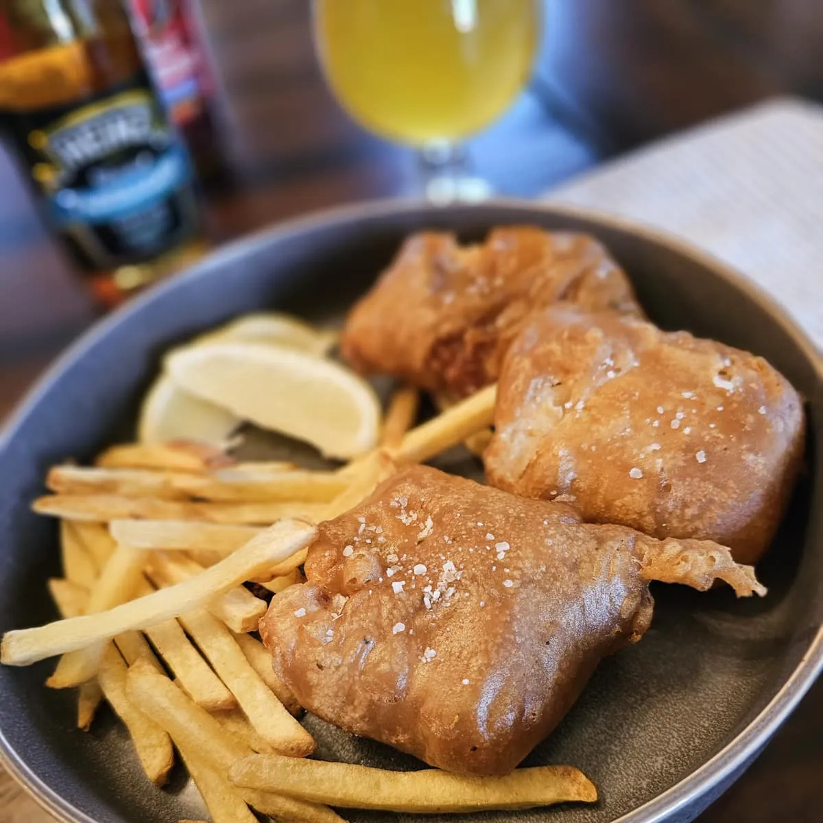 Pub Style Guinness Beer Battered Cod background
