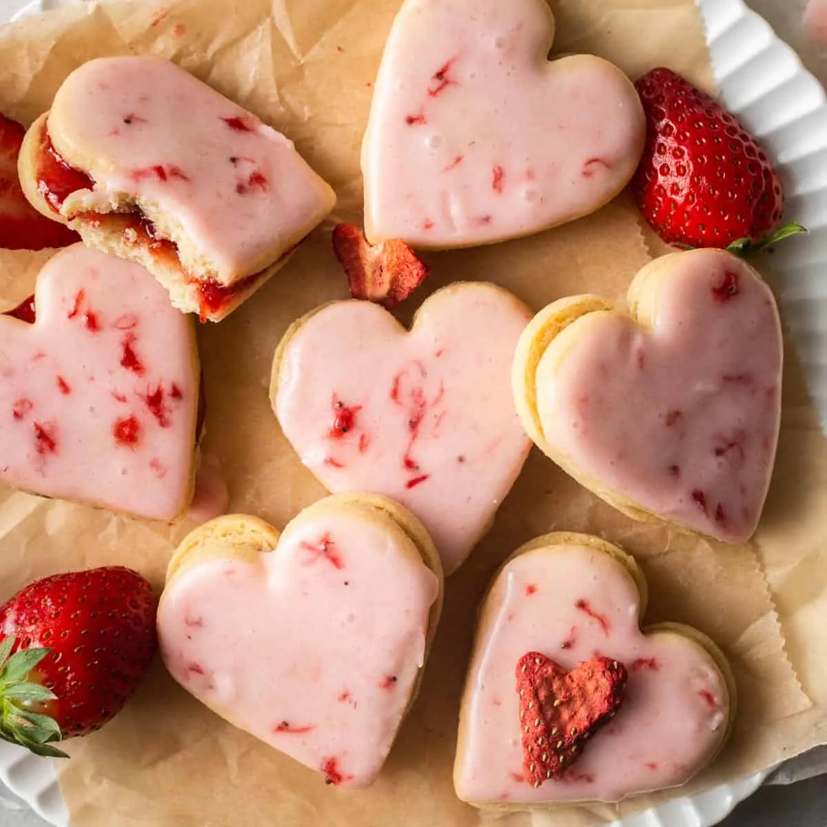 Heart-Shaped Strawberry Shortbread Cookies Recipe background