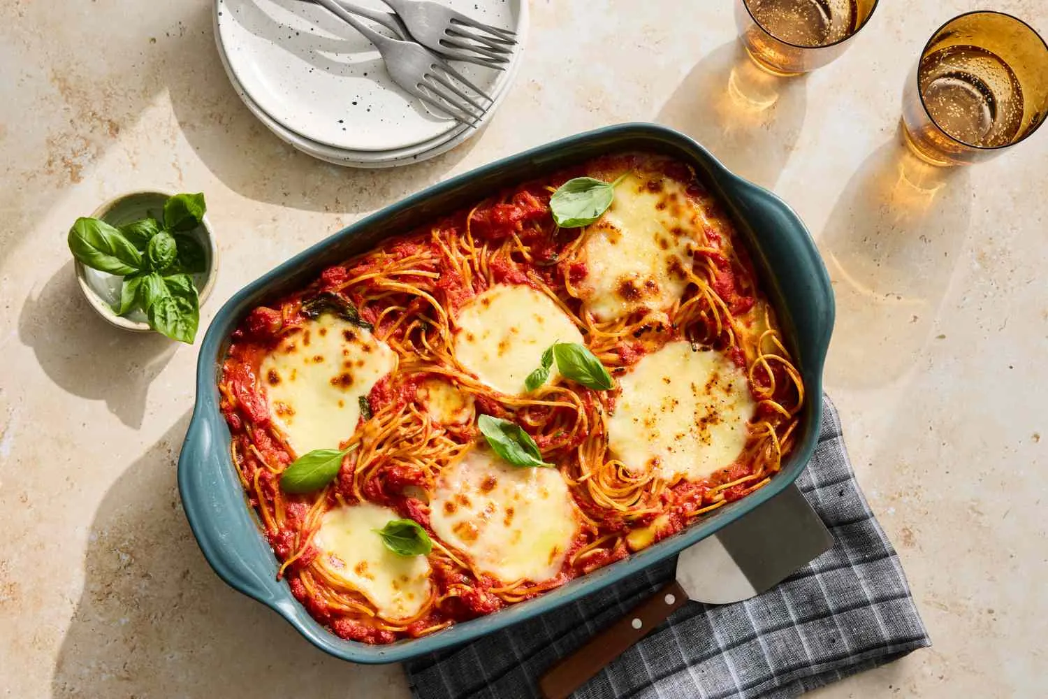Baked Spaghetti and Mozzarella background